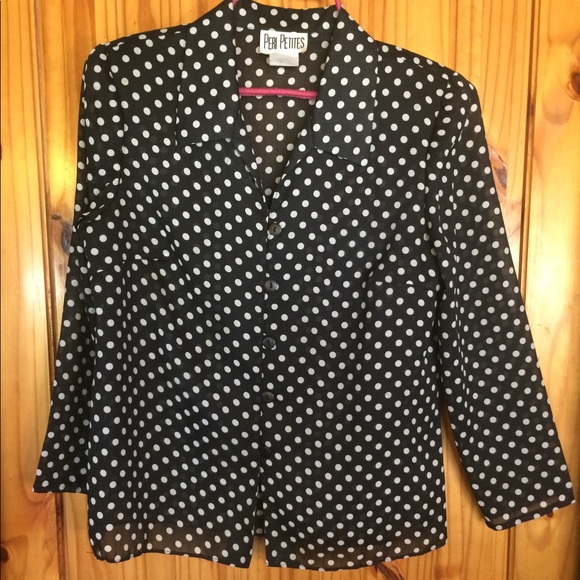 Tops - Vintage Shear Peri Petites Polka Dot Top